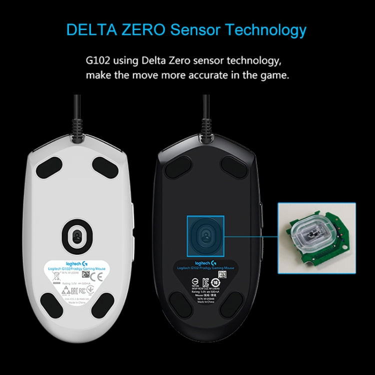 Logitech G102 6-keys RGB Glowing 6000DPI Five-speed Adjustable Wired Optical Gaming Mouse, Length: 2m, G102, G102 (White) Logitech G102 6-keys RGB Glowing 6000DPI Five-speed Adjustable Wired Optical Gaming Mouse, Length: 2m, G102, G102 (White)