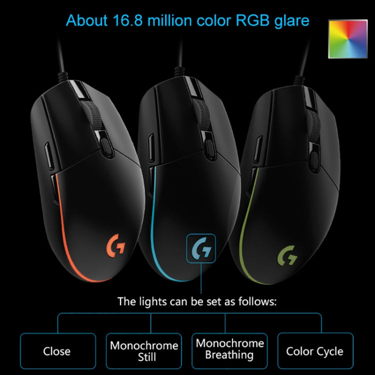 Logitech G102 6-keys RGB Glowing 6000DPI Five-speed Adjustable Wired Optical Gaming Mouse, Length: 2m, G102, G102 (White) Logitech G102 6-keys RGB Glowing 6000DPI Five-speed Adjustable Wired Optical Gaming Mouse, Length: 2m, G102, G102 (White)