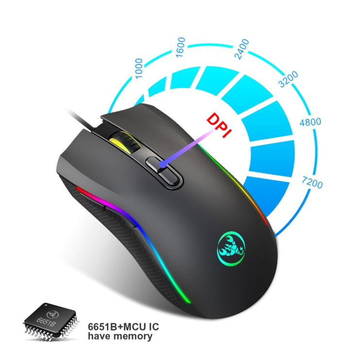 HXSJ A869 Type-C 7200dpi 6-modes Adjustable 7-keys RGB Light Wired Game Mouse, A869RGB-TYPE-C HXSJ A869 Type-C 7200dpi 6-modes Adjustable 7-keys RGB Light Wired Game Mouse, A869RGB-TYPE-C