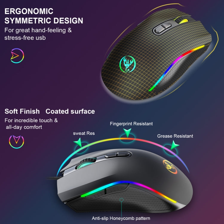 HXSJ A869 Type-C 7200dpi 6-modes Adjustable 7-keys RGB Light Wired Game Mouse, A869RGB-TYPE-C HXSJ A869 Type-C 7200dpi 6-modes Adjustable 7-keys RGB Light Wired Game Mouse, A869RGB-TYPE-C