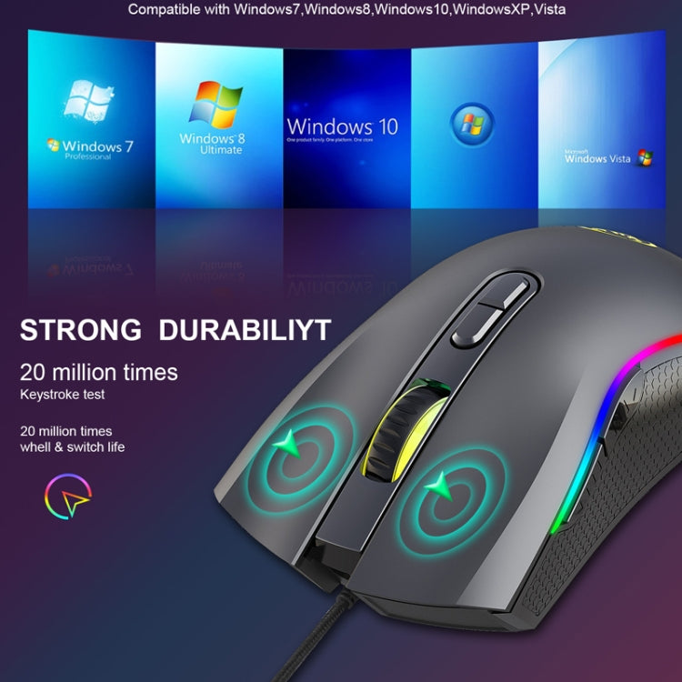 HXSJ A869 Type-C 7200dpi 6-modes Adjustable 7-keys RGB Light Wired Game Mouse, A869RGB-TYPE-C HXSJ A869 Type-C 7200dpi 6-modes Adjustable 7-keys RGB Light Wired Game Mouse, A869RGB-TYPE-C