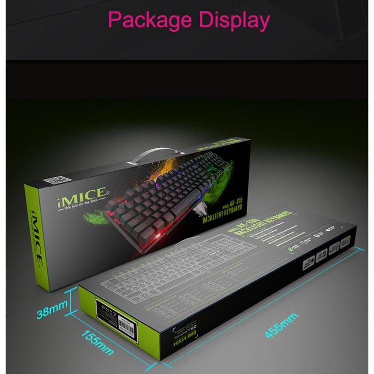 Teclado para juegos con retroiluminación brillante, teclas flotantes con cable USB iMICE AK-600, color negro Teclado para juegos con retroiluminación brillante, teclas flotantes con cable USB iMICE AK-600, color negro