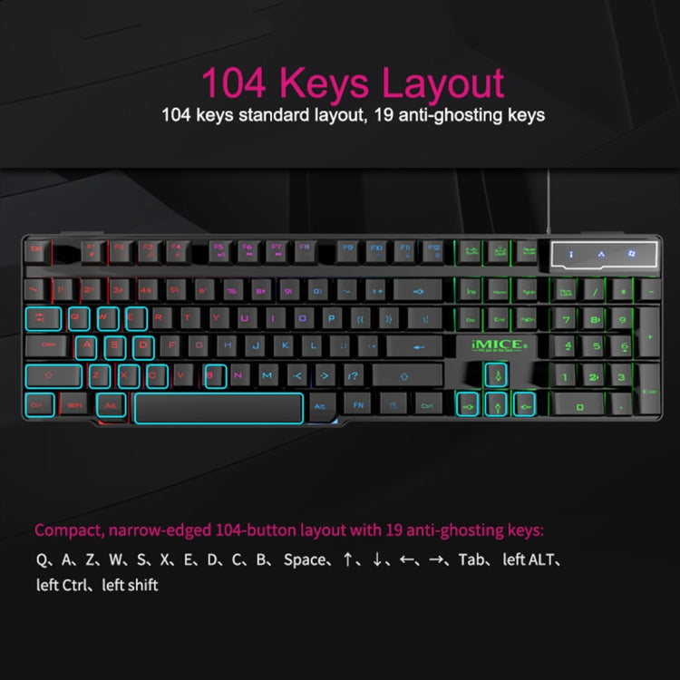 Teclado para juegos con retroiluminación brillante, teclas flotantes con cable USB iMICE AK-600, color negro Teclado para juegos con retroiluminación brillante, teclas flotantes con cable USB iMICE AK-600, color negro