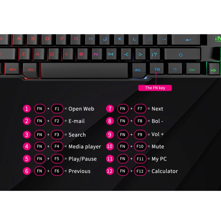 Teclado para juegos con retroiluminación brillante, teclas flotantes con cable USB iMICE AK-600, color negro Teclado para juegos con retroiluminación brillante, teclas flotantes con cable USB iMICE AK-600, color negro