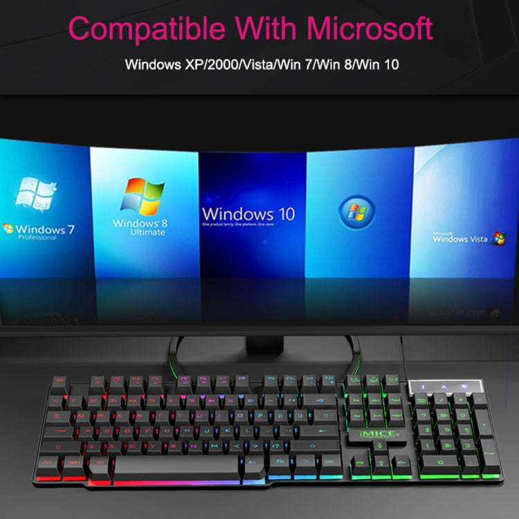 Teclado para juegos con retroiluminación brillante, teclas flotantes con cable USB iMICE AK-600, color negro Teclado para juegos con retroiluminación brillante, teclas flotantes con cable USB iMICE AK-600, color negro