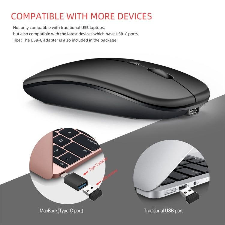 HXSJ M90 2.4GHz Ultrathin Mute Rechargeable Dual Mode Wireless Bluetooth Notebook PC Mouse HXSJ M90 2.4GHz Ultrathin Mute Rechargeable Dual Mode Wireless Bluetooth Notebook PC Mouse