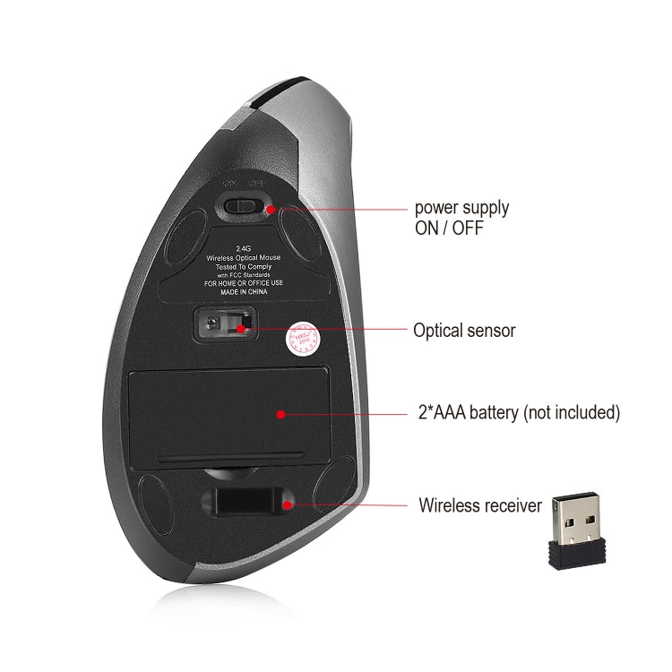 HXSJ T24 6 Buttons 2400 DPI 2.4G Wireless Vertical Ergonomic Mouse with USB Receiver, 6 Buttons T24 Black, 6 Buttons T24 Grey HXSJ T24 6 Buttons 2400 DPI 2.4G Wireless Vertical Ergonomic Mouse with USB Receiver, 6 Buttons T24 Black, 6 Buttons T24 Grey