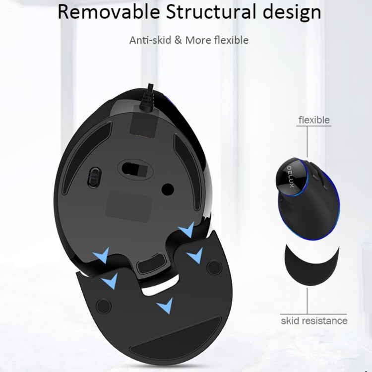 DELUX M618 Plus Wired Blue Version Optical Mouse Ergonomic Vertical Mouse 1600DPI, 1600DPI Wired DELUX M618 Plus Wired Blue Version Optical Mouse Ergonomic Vertical Mouse 1600DPI, 1600DPI Wired