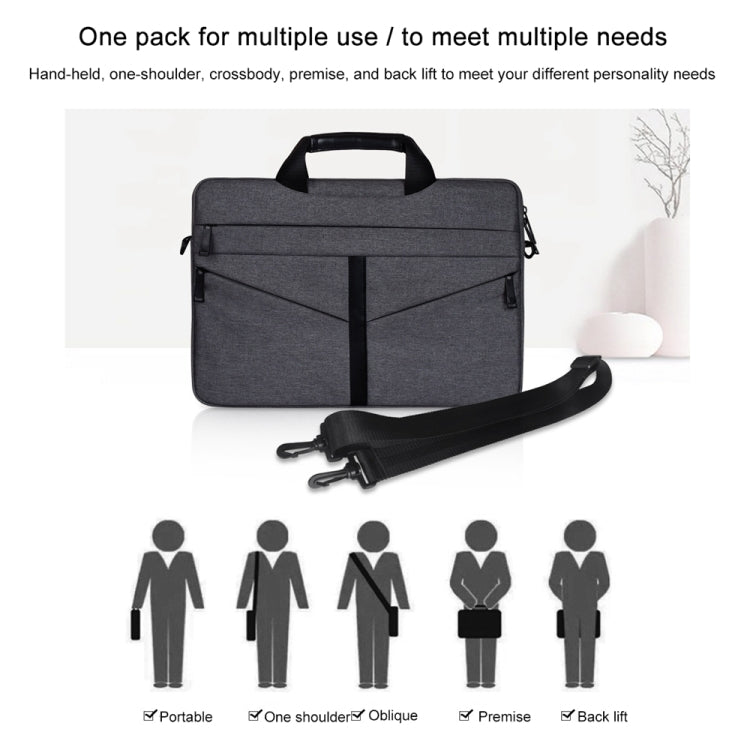 14.1 inch Breathable Wear-resistant Fashion Business Shoulder Handheld Zipper Laptop Bag with Shoulder Strap, 14.1 inch 14.1 inch Breathable Wear-resistant Fashion Business Shoulder Handheld Zipper Laptop Bag with Shoulder Strap, 14.1 inch