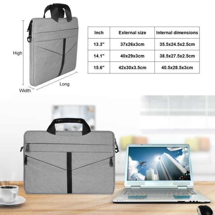 14.1 inch Breathable Wear-resistant Fashion Business Shoulder Handheld Zipper Laptop Bag with Shoulder Strap, 14.1 inch 14.1 inch Breathable Wear-resistant Fashion Business Shoulder Handheld Zipper Laptop Bag with Shoulder Strap, 14.1 inch
