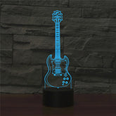 Five-string Guitar Shape 3D Colorful LED Vision Light Table Lamp, USB & Battery Version