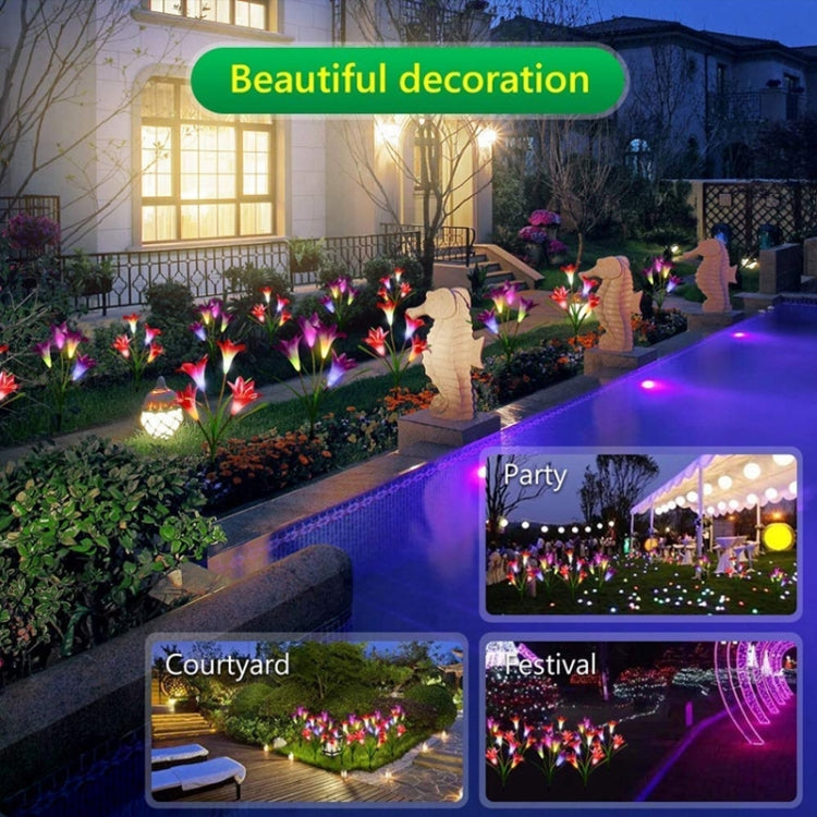Simulated Lily Flower 4 Heads Solar Powered Outdoor IP55 Waterproof LED Decorative Lawn Lamp, White Light Simulated Lily Flower 4 Heads Solar Powered Outdoor IP55 Waterproof LED Decorative Lawn Lamp, White Light