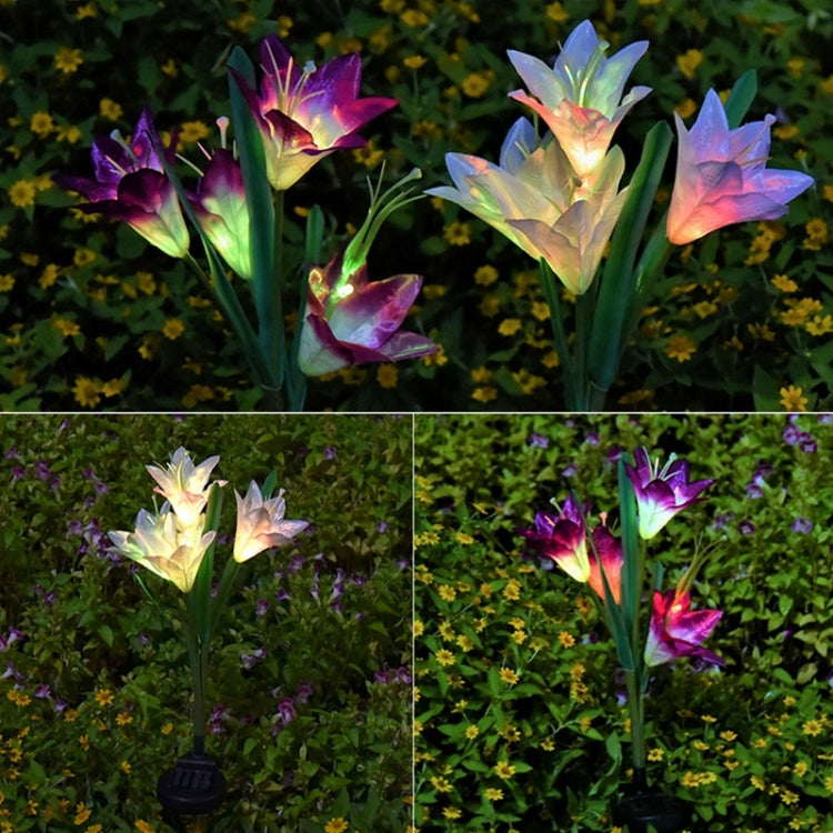 Simulated Lily Flower 4 Heads Solar Powered Outdoor IP55 Waterproof LED Decorative Lawn Lamp, White Light Simulated Lily Flower 4 Heads Solar Powered Outdoor IP55 Waterproof LED Decorative Lawn Lamp, White Light
