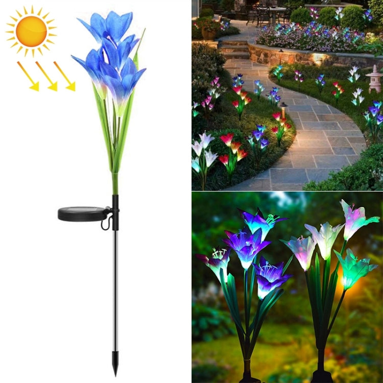 Simulated Lily Flower 4 Heads Solar Powered Outdoor IP55 Waterproof LED Decorative Lawn Lamp, White Light Simulated Lily Flower 4 Heads Solar Powered Outdoor IP55 Waterproof LED Decorative Lawn Lamp, White Light