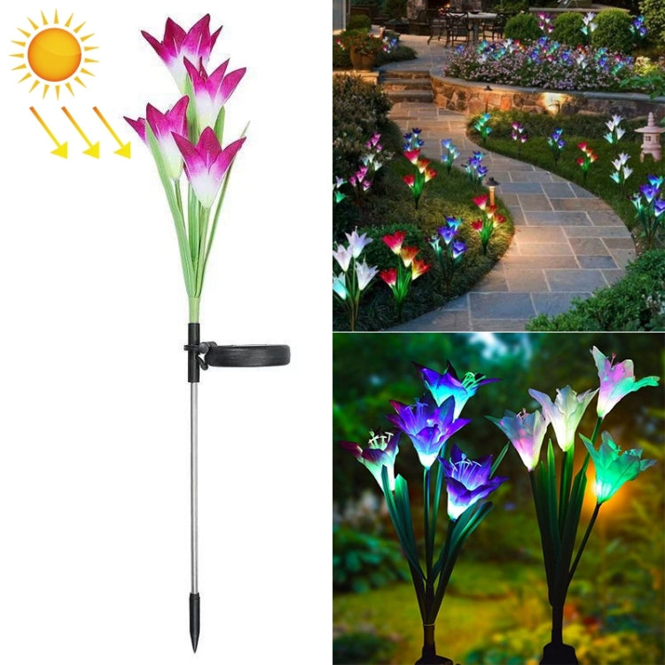 Simulated Lily Flower 4 Heads Solar Powered Outdoor IP55 Waterproof LED Decorative Lawn Lamp, White Light Simulated Lily Flower 4 Heads Solar Powered Outdoor IP55 Waterproof LED Decorative Lawn Lamp, White Light