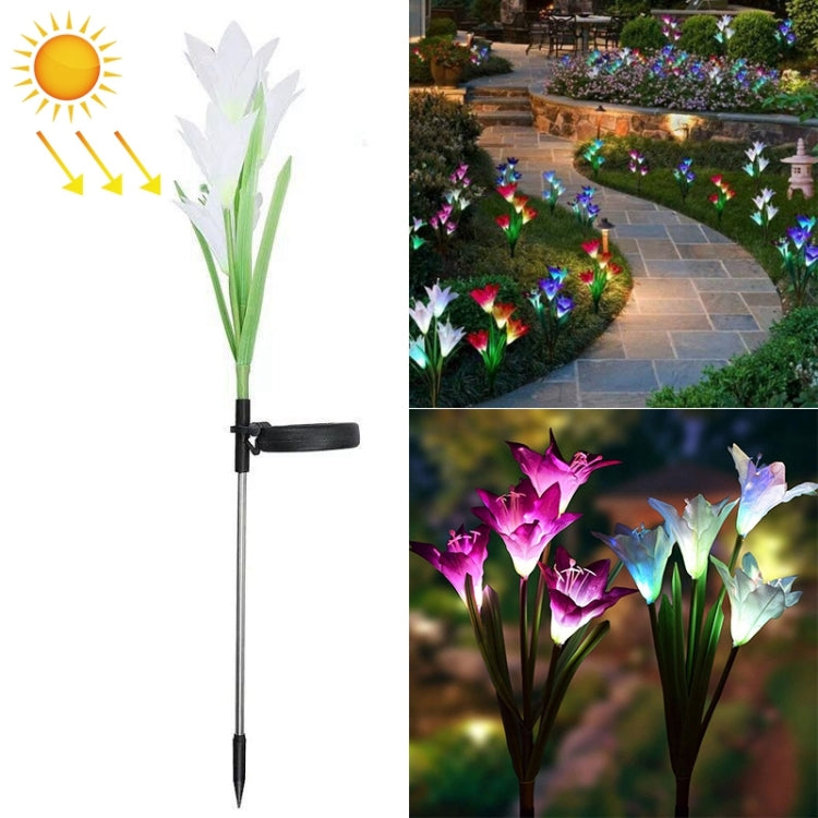 Simulated Lily Flower 4 Heads Solar Powered Outdoor IP55 Waterproof LED Decorative Lawn Lamp, White Light Simulated Lily Flower 4 Heads Solar Powered Outdoor IP55 Waterproof LED Decorative Lawn Lamp, White Light