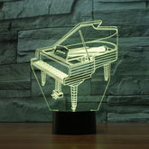 Piano Shape 3D Colorful LED Vision Light Table Lamp, USB & Battery Version