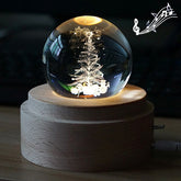 3D Word Engraving Crystal Ball Music Box Electronic Swivel Musical Birthday Gift Home Decor with Music, With Music