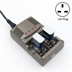 AC 100-240V 4 Slot Battery Charger for AA & AAA & 9V Ni-MH Battery, UK Plug