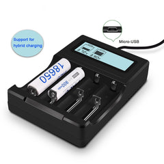 Micro USB 4 Slot Battery Charger for 3.7V Lithium-ion Battery, with LCD Display