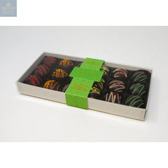 Luxury vegan friendly selection in 18 choc grey base with cello lid