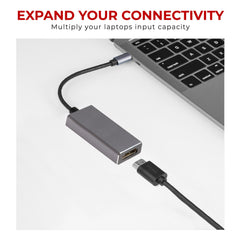 Maplin USB-C to HDMI V3.1 Adapter (Supports 4K Ultra HD @30Hz) - Grey, 0.12m