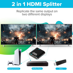 Maplin HDMI Splitter 1 Port In 2 Ports Out 4K Ultra HD @30Hz 10.2Gbps