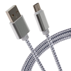 Maplin USB-C to USB-A Braided Cable - Silver, 3m