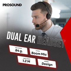 ProSound USB-A Stereo Headset with Electret Condenser Boom Microphone & 1.2m Cable