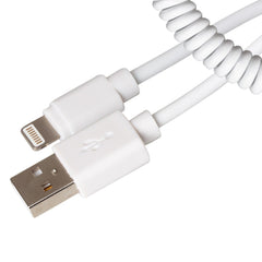 Maplin Premium Apple MFI Certified Lightning to USB-A 2.0 Coiled Cable - White, 0.5m