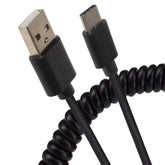 Maplin USB-A to Micro USB-B Coiled Curly Cable - Black, Extends to 1m