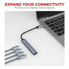 Nikkai USB-C Multiport Hub to 4x USB-C with 13cm Cable