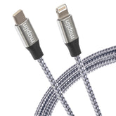 Maplin Lightning to USB-C 20W High Speed Braided Cable - Silver, 3m
