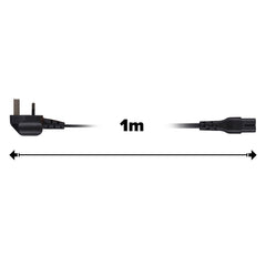 Maplin Power Lead IEC C7 Fig 8 2 Pin Plug to UK 3 Pin Mains Plug - 1m, 13 Amp Fuse