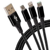 Maplin USB-A to 3-in-1 Multi-Charging USB-C / Lightning / Micro USB Braided Cable - 1.2m