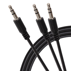 Maplin 3.5mm Aux Stereo 3 Pole Jack to Twin 3.5mm 3 Pole Jack Cable - Black, 2m