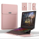 4 in 1 Universal Waterproof PU Leather Laptop Liner Bag with Handle & Stand & Pen Holder + 2 Winders + Mouse Bag + Charger Bag Set for 15 inch Laptops