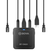 BOYA BY-DM20 Dual-Channel Recording Lavalier Microphone for iPhone / Android(Type-C) / Laptop