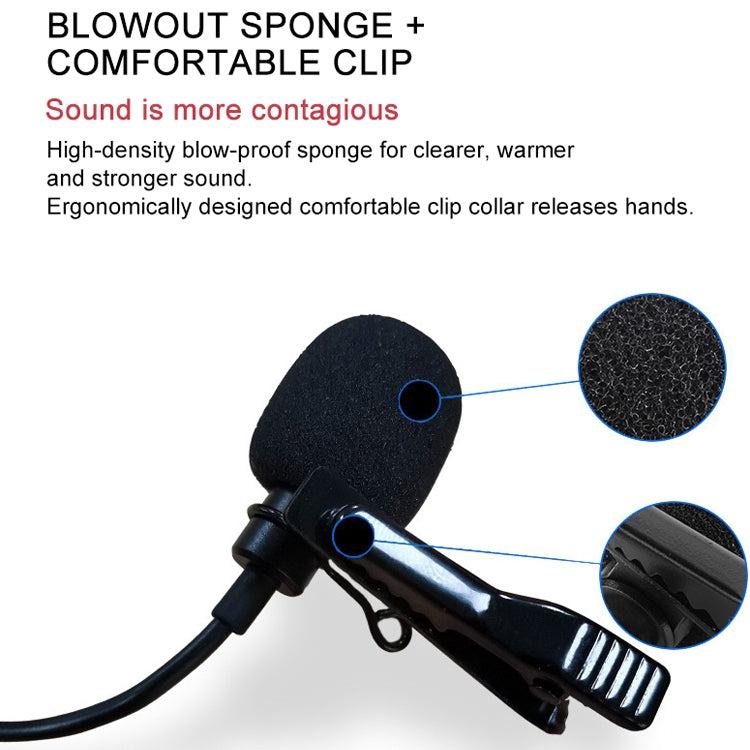 YICHUANG YC-VM20 3.5mm Port Video Recording Omnidirectional Lavalier Microphone, Cable Length: 6m, YC-VM20 YICHUANG YC-VM20 3.5mm Port Video Recording Omnidirectional Lavalier Microphone, Cable Length: 6m, YC-VM20
