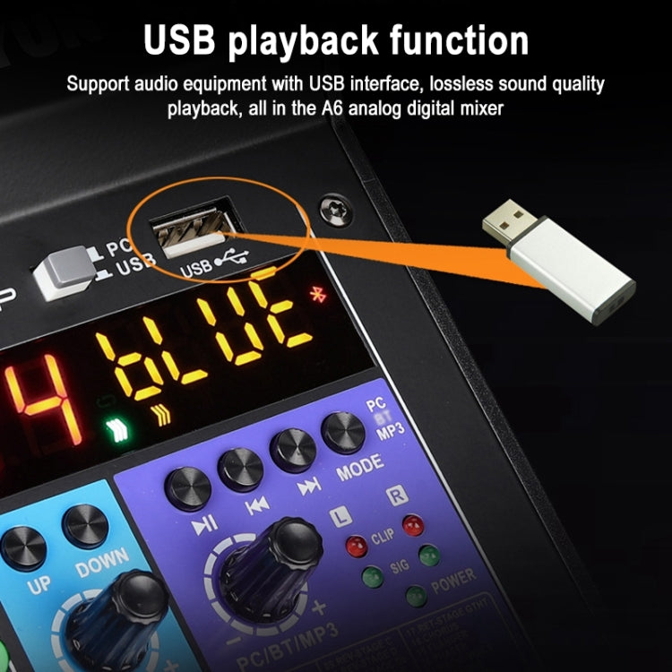 TEYUN NA6 6-channel Small Mixing Console Mobile Phone Sound Card Live Broadcast Computer Recording Console Processor, EU Plug TEYUN NA6 6-channel Small Mixing Console Mobile Phone Sound Card Live Broadcast Computer Recording Console Processor, EU Plug