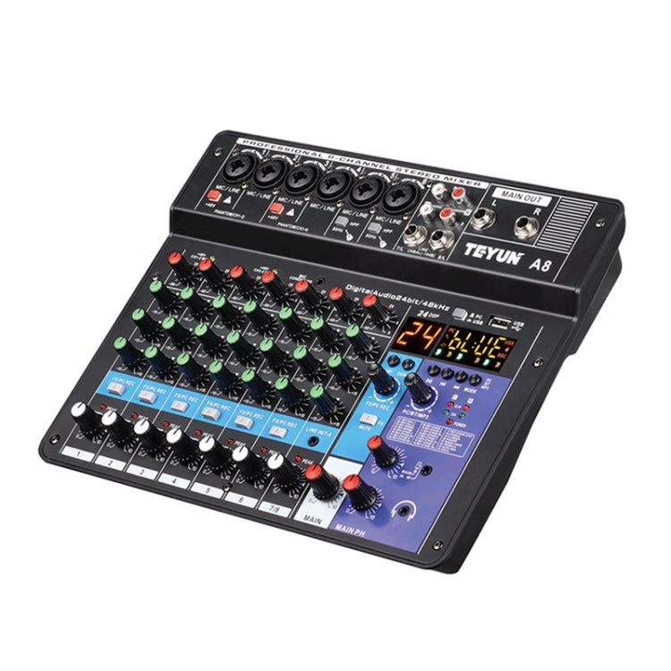 TEYUN NA8 8-channel Small Mixing Console Mobile Phone Sound Card Live Broadcast Computer Recording Console Processor, EU Plug TEYUN NA8 8-channel Small Mixing Console Mobile Phone Sound Card Live Broadcast Computer Recording Console Processor, EU Plug