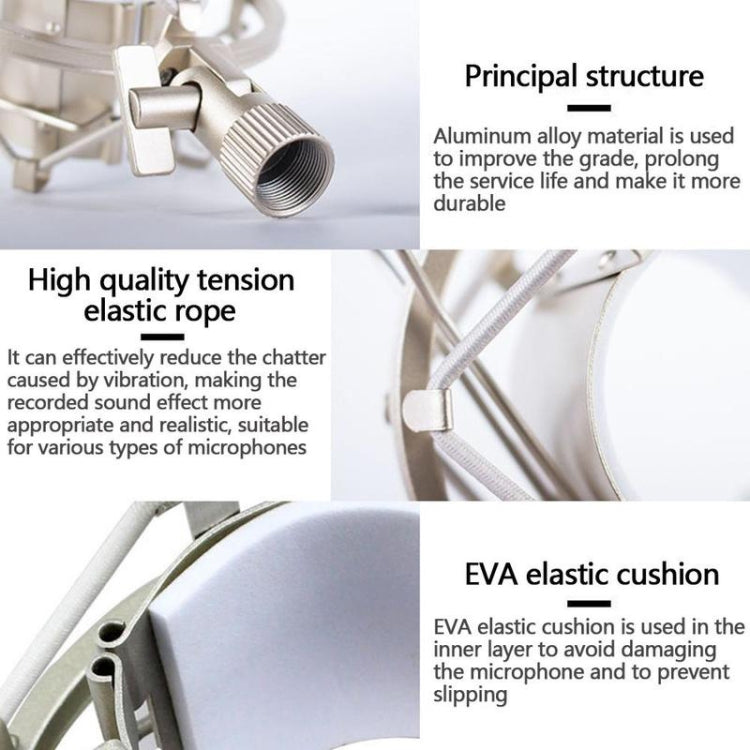 Soporte de montaje a prueba de golpes de metal para micrófono de condensador de 50 mm, 50 mm Soporte de montaje a prueba de golpes de metal para micrófono de condensador de 50 mm, 50 mm