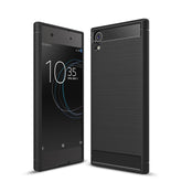 For Sony Xperia XA1 Ultra Brushed Texture Carbon Fiber Shockproof TPU Rugged Armor Protective Case