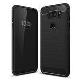 For LG V30 Brushed Texture Carbon Fiber Shockproof TPU Rugged Armor Protective Case