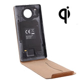 Funda de cuero genuino con tapa vertical + cubierta posterior con carga inalámbrica estándar QI para Microsoft Lumia 950 XL, funda de cuero para Lumia 950 XL