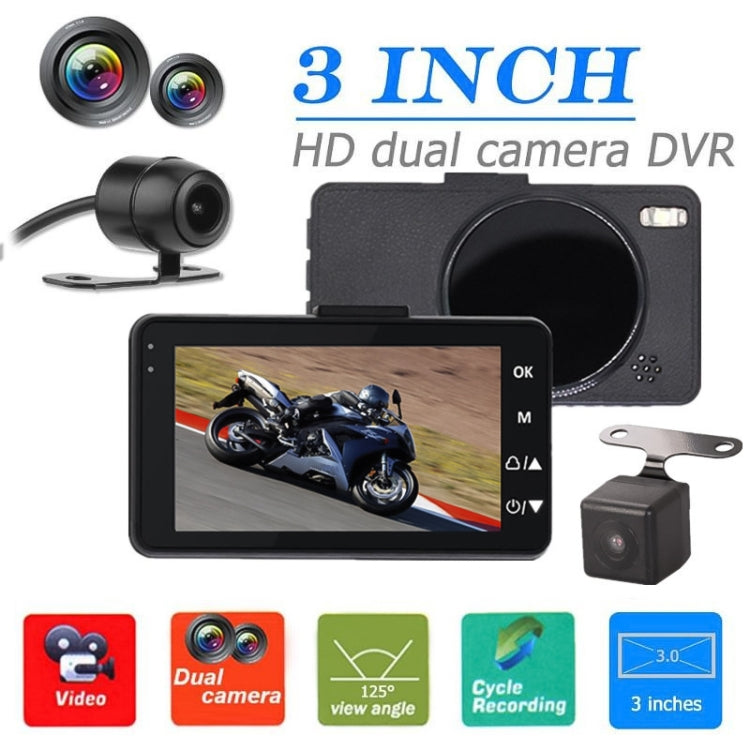 MT-80 3.0 inch 140 Degrees Wide Angle HD Video Motorcycle Dual  Camera DVR, Support TF Card (32GB Max), MT-80 MT-80 3.0 inch 140 Degrees Wide Angle HD Video Motorcycle Dual  Camera DVR, Support TF Card (32GB Max), MT-80
