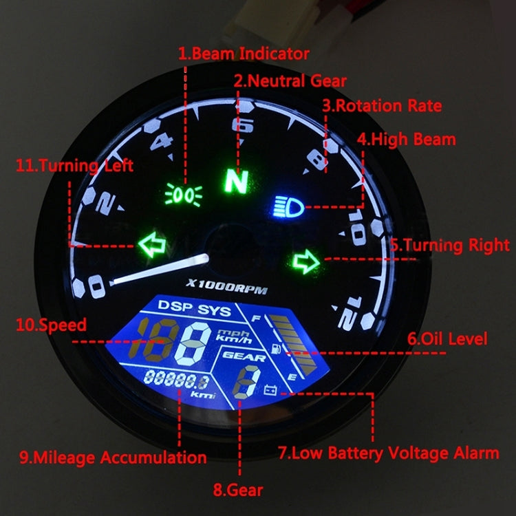 Universal Motorcycle Retro Modified Instrument Odometer LCD Instrument Assembly Universal Motorcycle Retro Modified Instrument Odometer LCD Instrument Assembly