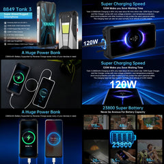 Unihertz Tank 3 / 8849, 16GB+512GB, 200MP Kamera, Nachtsicht, 23800mAh Akku, 6,79 Zoll Android 13 Dimensity 8200 Octa Core, Netzwerk: 5G, Tank 3 ohne Laser-Entfernungsmesser