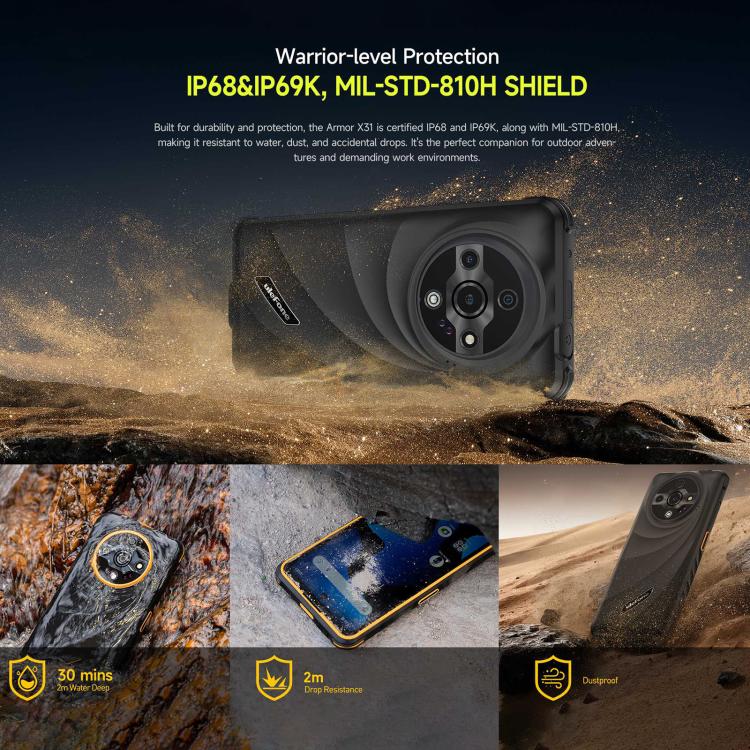 Ulefone Armor X31, 6GB+128GB, Night Vision, IP68/IP69K Rugged Phone, 6.56 inch Android 14 MediaTek Helio G91 Octa Core, Network: 4G, NFC, OTG Ulefone Armor X31, 6GB+128GB, Night Vision, IP68/IP69K Rugged Phone, 6.56 inch Android 14 MediaTek Helio G91 Octa Core, Network: 4G, NFC, OTG