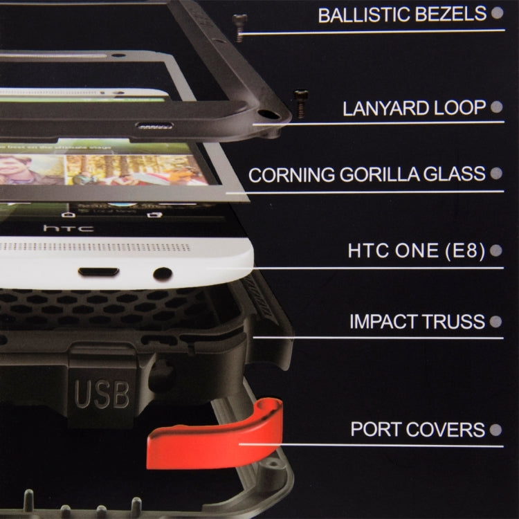 LOVE MEI for HTC One E8 Powerful Dustproof Shockproof Anti-slip Metal Protective Case LOVE MEI for HTC One E8 Powerful Dustproof Shockproof Anti-slip Metal Protective Case